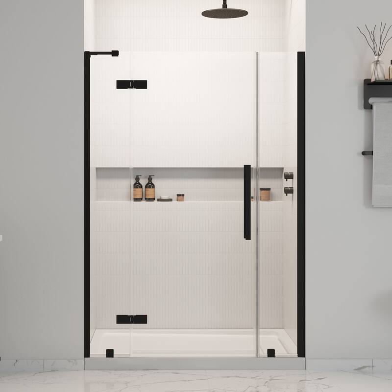 OVE Tampa Alcove Frameless Pivot Hinge Shower Door Kit with Base Pan, 2025