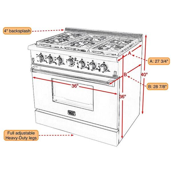 KUCHT Professional 36 in. 5.2 cu. ft. Dual Fuel Range for LP Gas with
