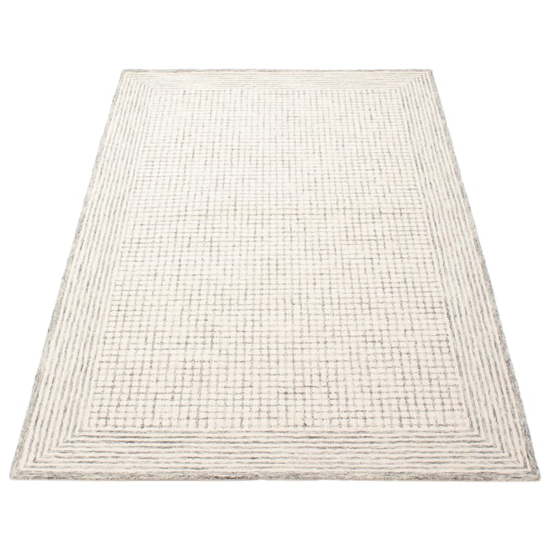 ECARPETGALLERY Hand Tufted Timeless Cream Wool Rug - 5'0 x 7'11