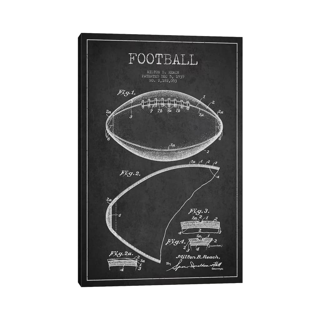 iCanvas "Football Charcoal Patent Blueprint" by Aged Pixel Canvas Print