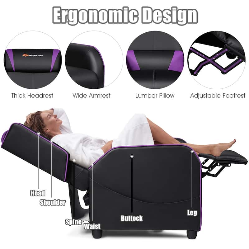 Goplus Massage Gaming Recliner Chair Single Living Room Sofa Home