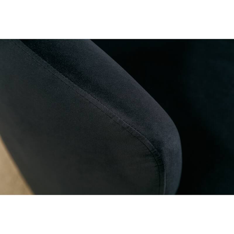 Velvet Fabric Swivel Accent Armchair Barrel Chair With Black Powder Coating Metal Ring