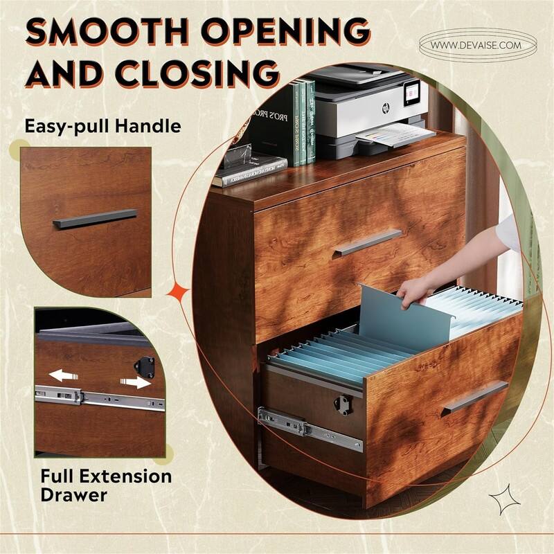 2 Drawer Wood Lateral File Cabinet - 15.75"D x 35.43"W x 29.37"H