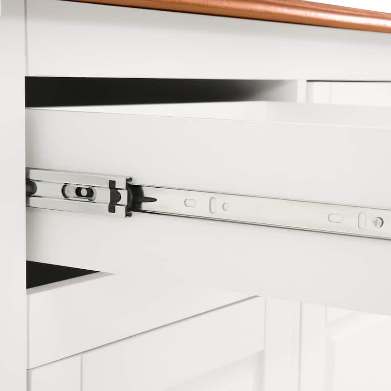 Solid Wood Top Drop Leaf Dining Cart, Rolling Mobile Kitchen Island Kitchen Cart With Storage Cabinet