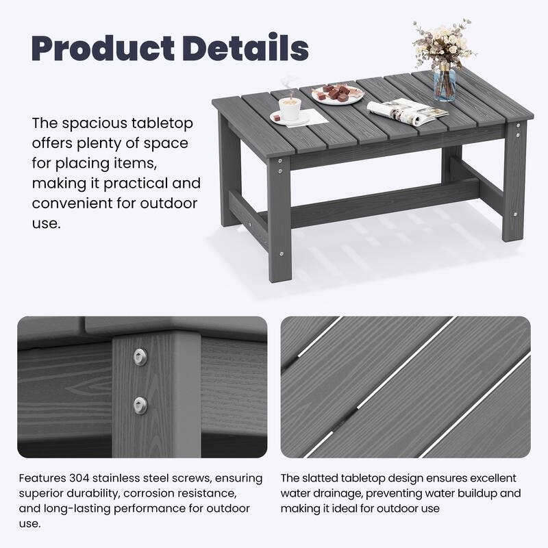 Outdoor Patio HDPE Rectangle Coffee Table