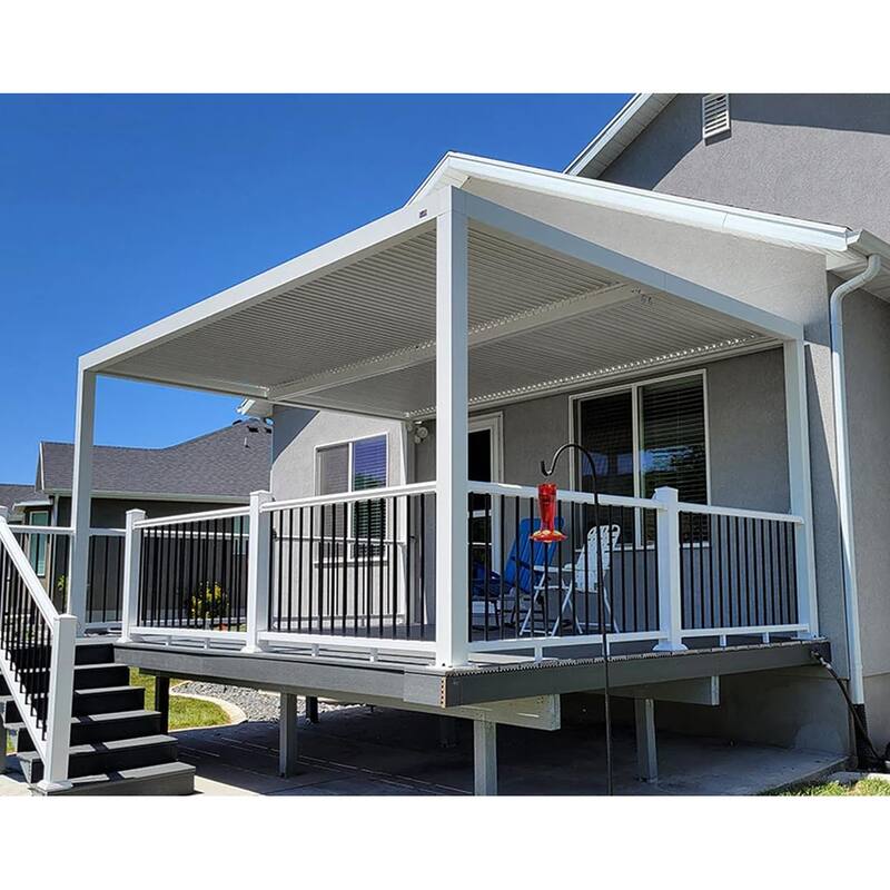 PURPLE LEAF Louvered Pergola Modern White Pergola with Adjustable Roof for Deck Backyard Garden