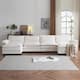 Option White Faux Sherpa 4 Seater 2 Ottoman