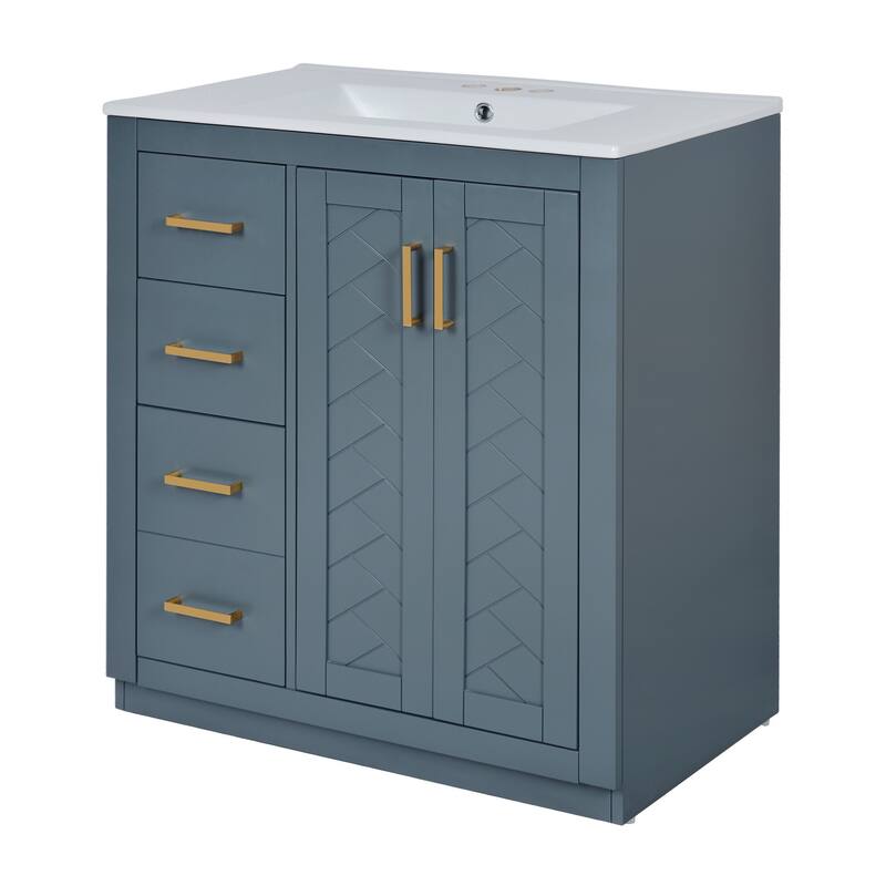 30" Bathroom Vanity with Ceramic Sink