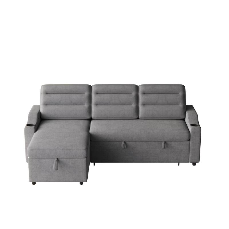 83.5-Inch Convertible Sofa Bed - Stylish Polyester Recliner with Storage for Small Spaces
