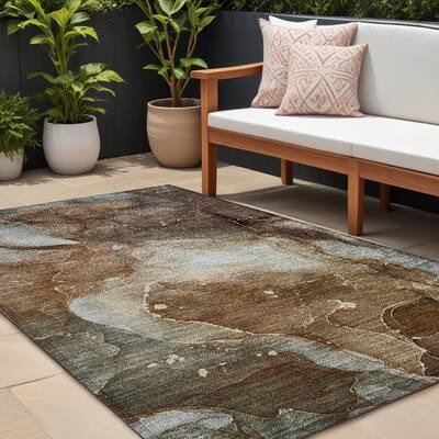 Varo Unique Abstract Weather Resistant Timeless Fusion Outdoor Rug