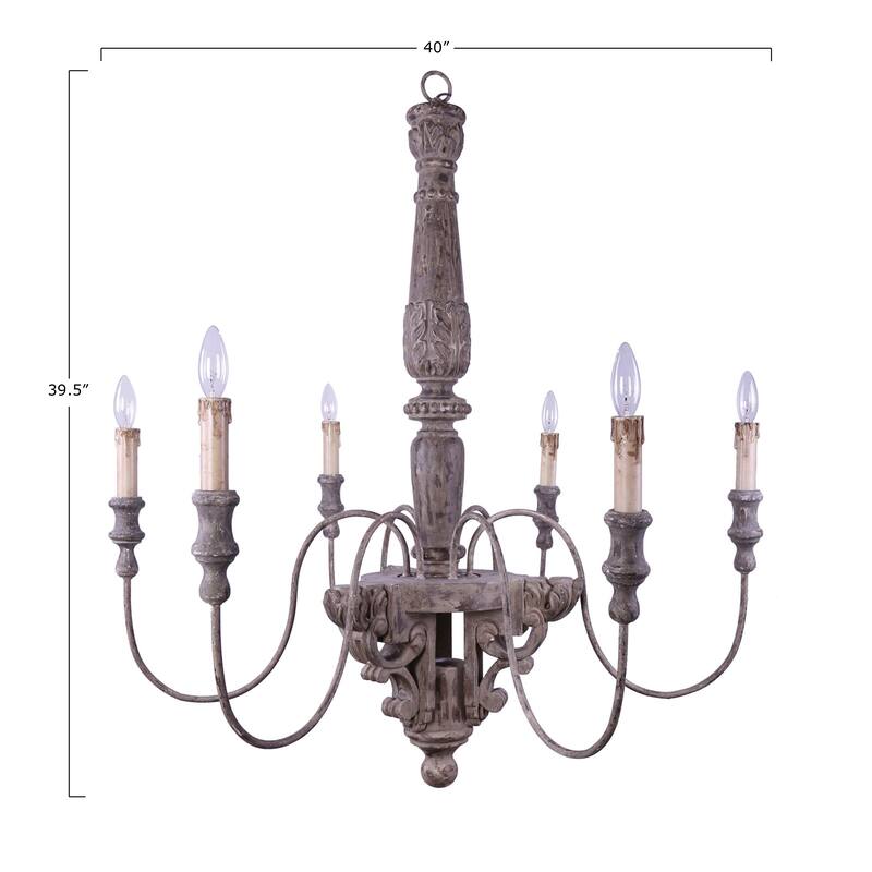 Antique Wood and Metal Chandelier