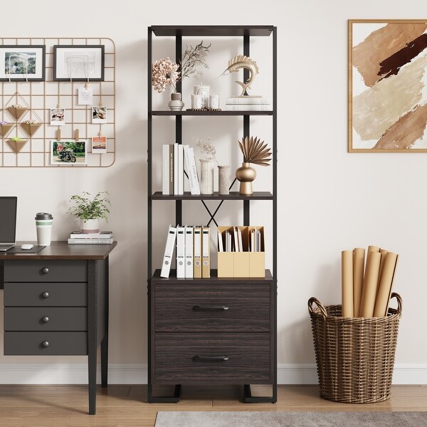 4 Tier Bookshelf with Storage Drawers