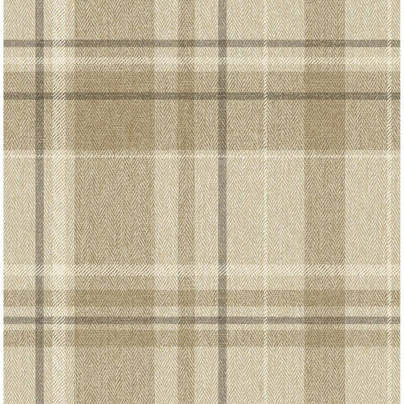 Fine Decor Harris Light Brown Plaid Chevron Wallpaper