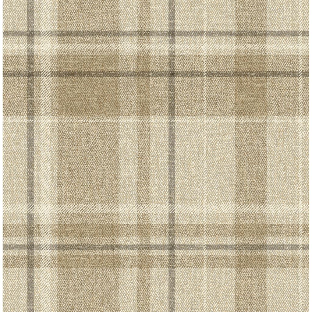 Fine Decor Harris Light Brown Plaid Chevron Wallpaper