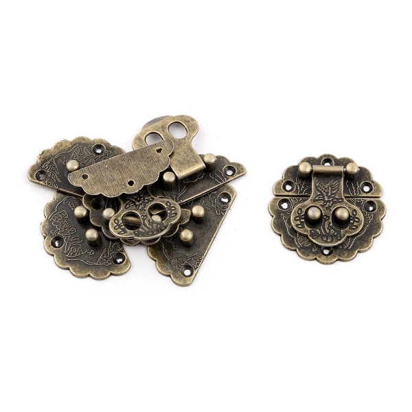 Metal Vintage Style Suitcase Decorative Hasp Latch Lock Bronze Tone 4 x 4cm 4pcs