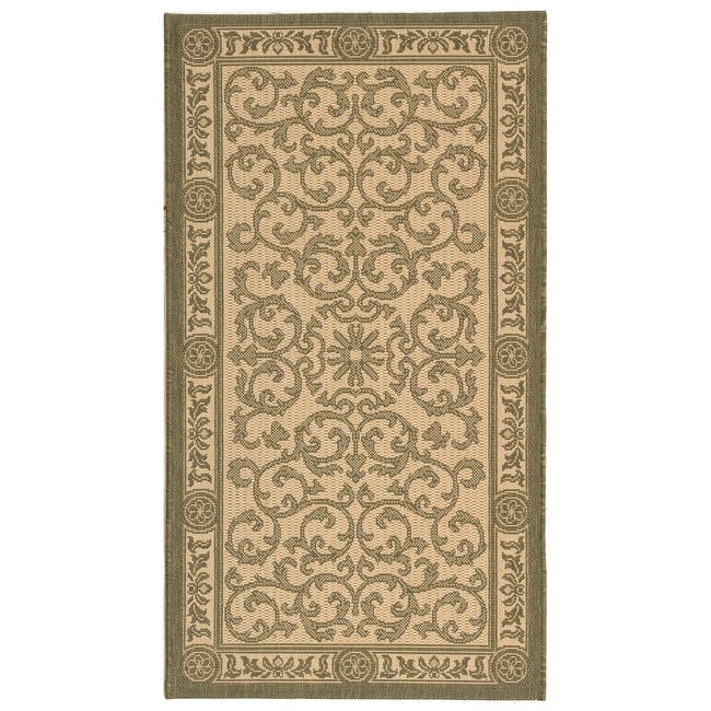 SAFAVIEH Courtyard Asumi Indoor/ Outdoor Waterproof Patio Backyard Rug - 2' x 3'7" - Natural/Olive