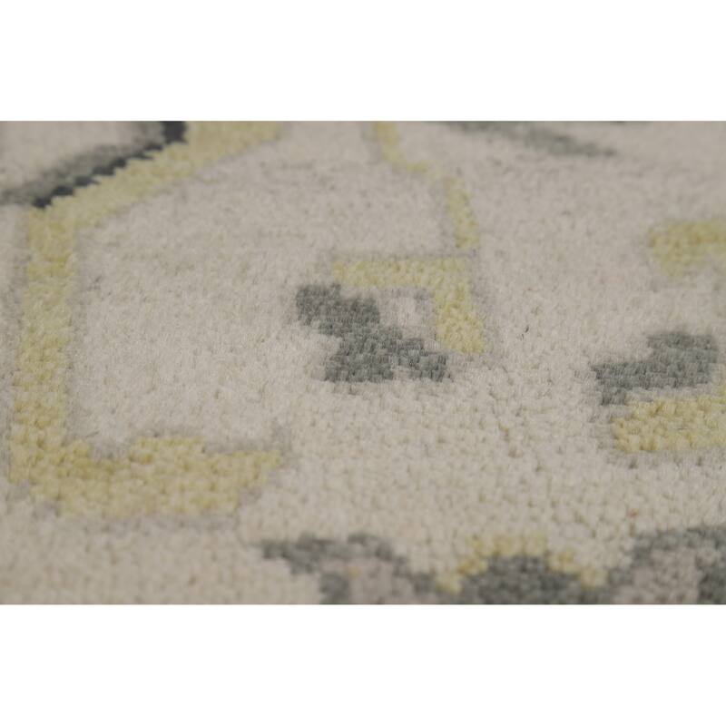 Gray Oushak Indian Area Rug Handmade Geometric Wool Carpet - 8'4" x 11'10"