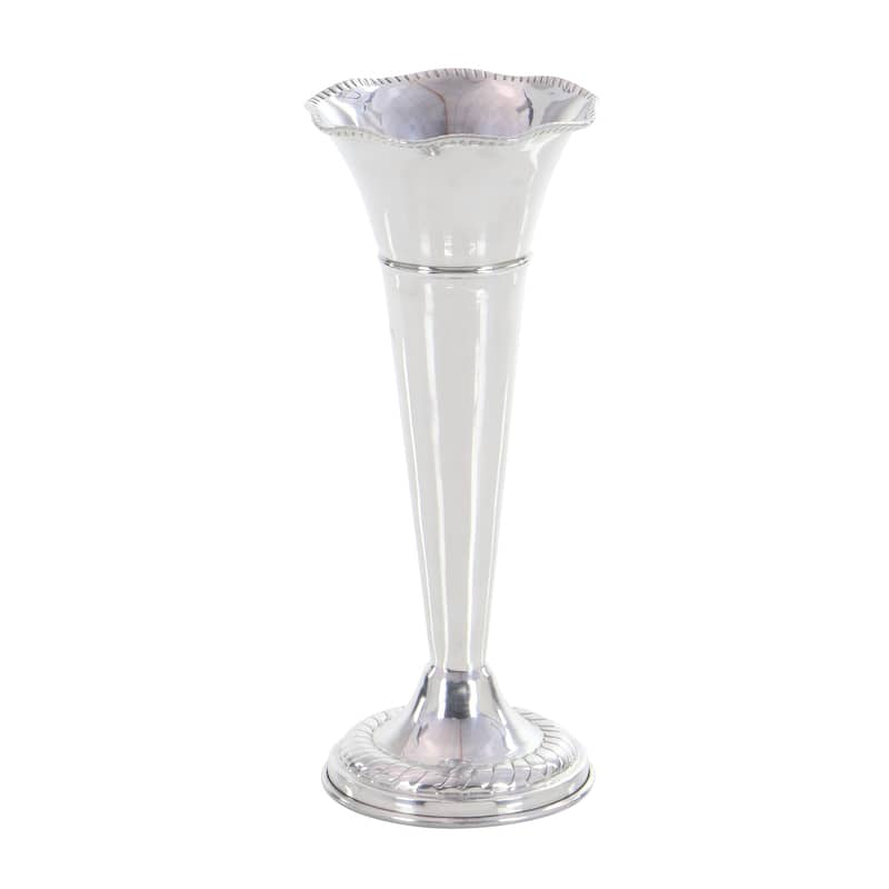 Silver Aluminum Metal Flute Shaped Decorative Vase