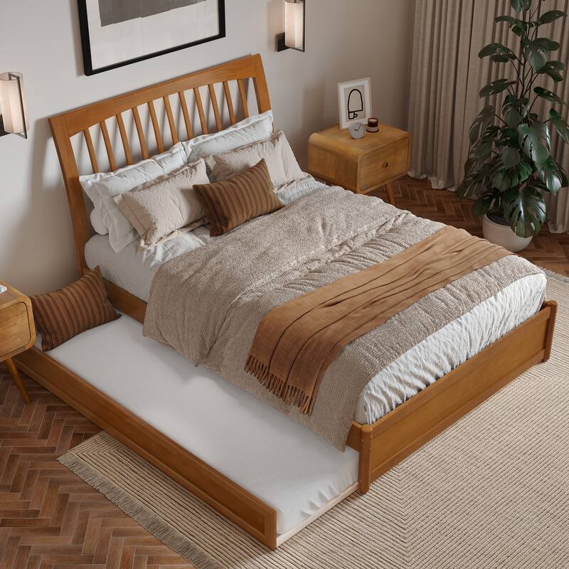 Roslyn Platform Bed with Panel Footboard and Twin Trundle