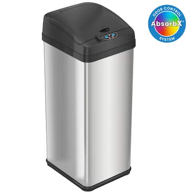 Halo 13 Gallon / 49 Liter Extra-Wide Stainless Steel Sensor Kitchen Trash Can with Odor Filter