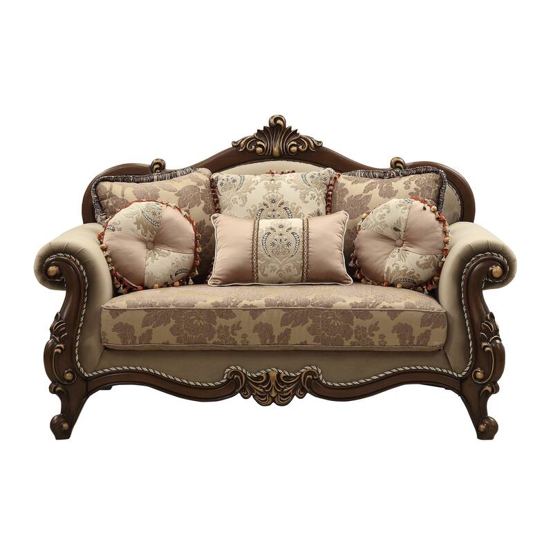 Leith Beige and Walnut Loveseat with Queen Leg