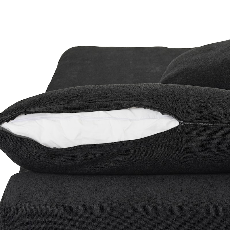 Black Commix Down Filled Overstuffed Sectional Sofa with Ottoman