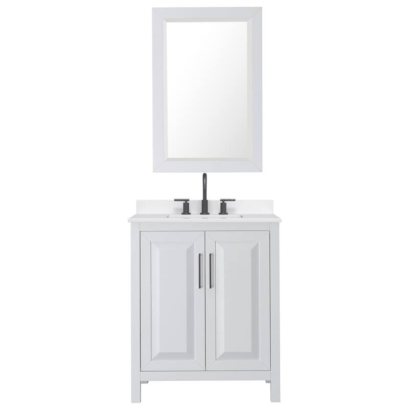 Daria 30-inch Single Vanity, 3 Hole Quartz Top, 24-inch Mirror