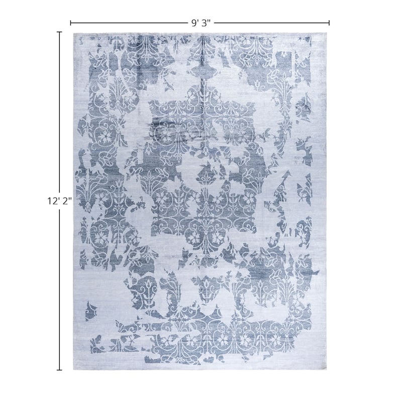 Modern One-of-a-Kind Hand-Knotted Area Rug - Ivory, 9' 3" x 12' 2" - 9' 3" x 12' 2"