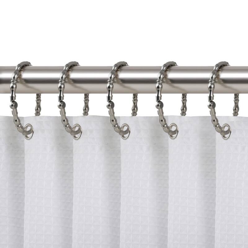 Utopia Alley Shower Rings, Oval Shape Shower Curtain Rings for Bathroom, Rustproof Zinc Shower Curtain Hooks Rings, Set of 12 - Brushed Nickel