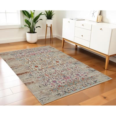 HomeRootsFloral Transitional Rectangle Area Rug - 72' X '48' X '0.5