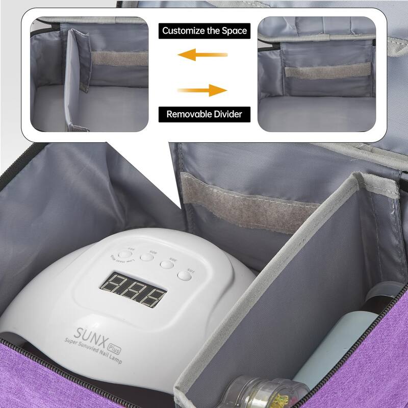 Double-Layer Nail Polish Organizer Bag, Holds 27 Bottles, Nail Tools & Dryer Storage Case with Adjustable Dividers