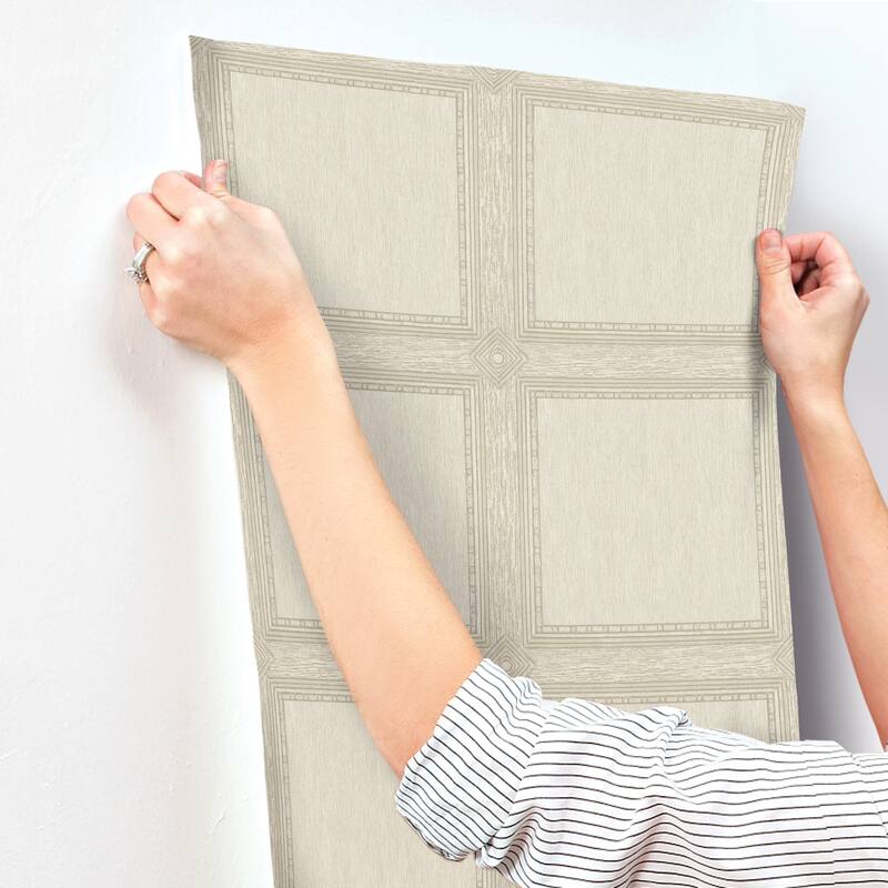 Chris Loves Julia x A-Street Prints Moorland Ivory Wood Panel Wallpaper