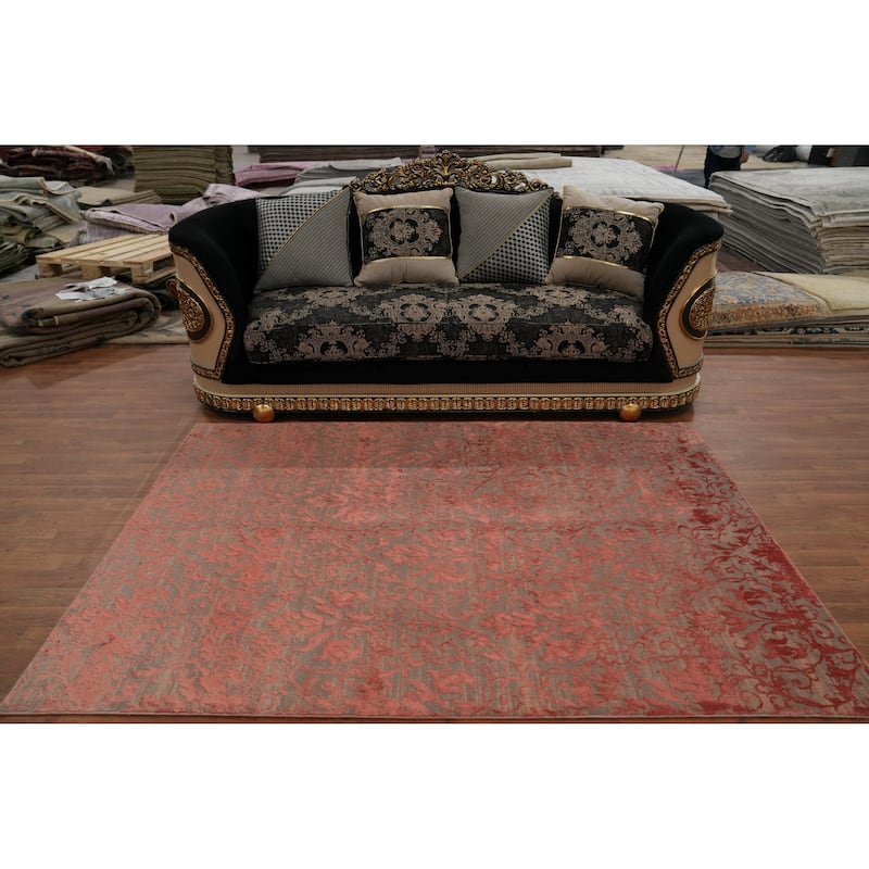 Machine Made Oriental Polyester Carpet All-Over Coral Distressed Area Rug - 7' 5'' X 5' 2''
