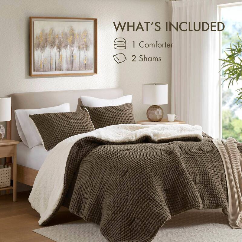 Madison Park Riordan Waffle Knit Chenille Comforter Set