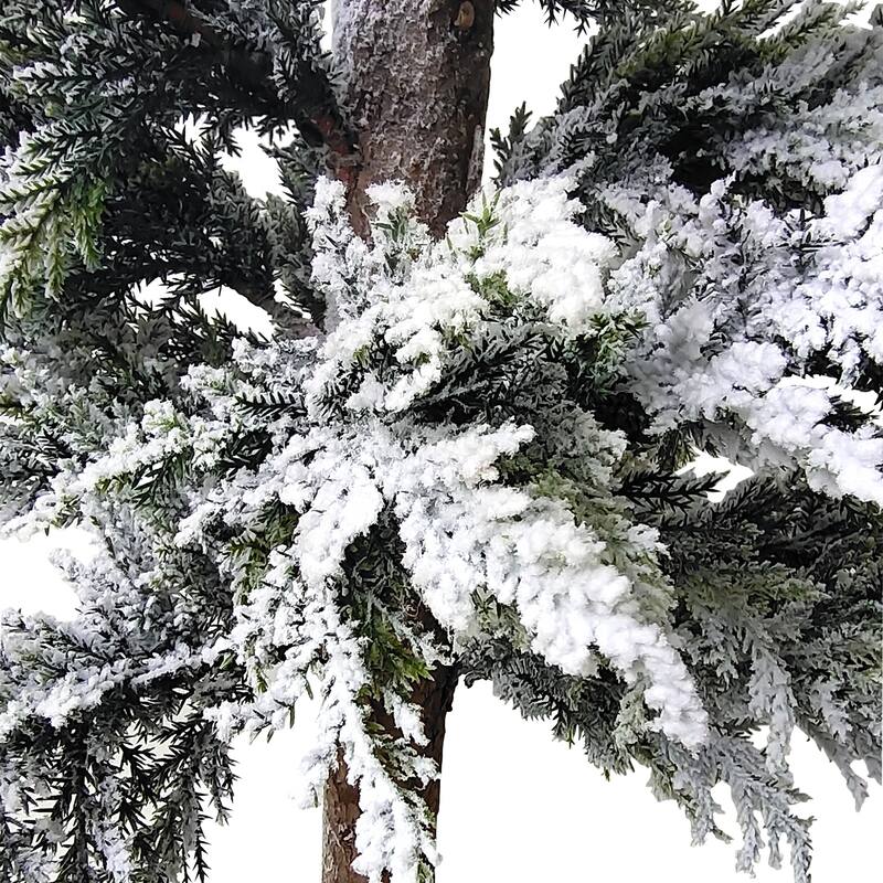 35.25" Heavily Flocked Pine Tree in Natural Jute Base Christmas Decor