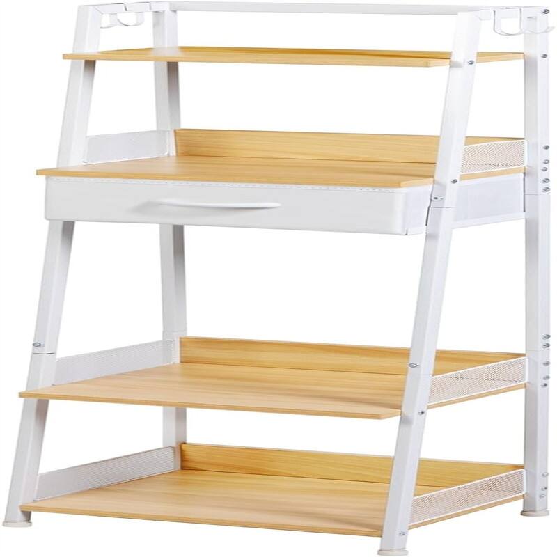 4 Tier Bathroom Ladder Shelf - 11.22"D x 14.88"W x 44.29"H - White