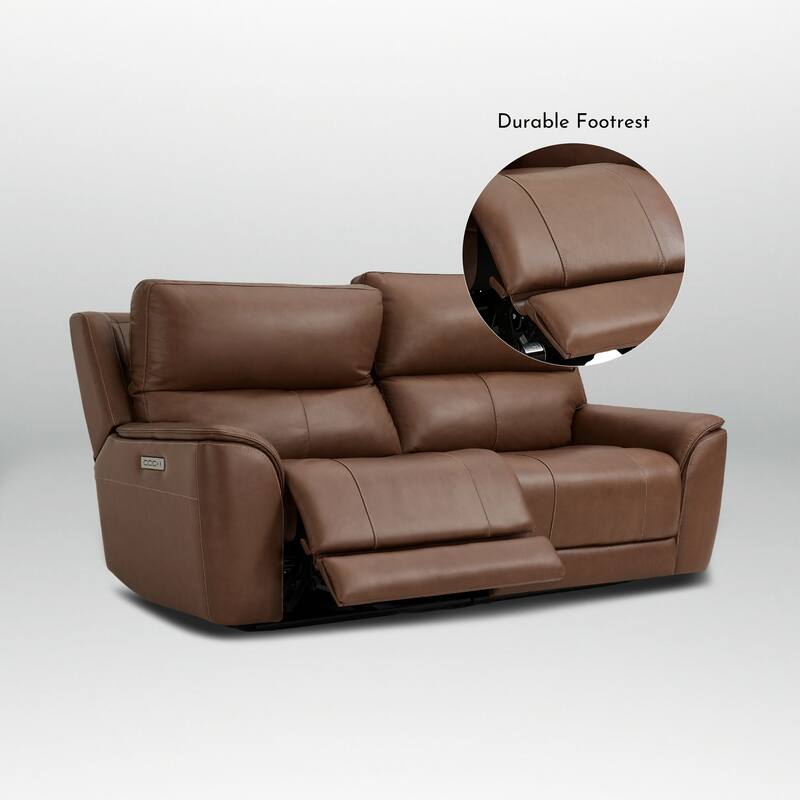 82" W Premium Genuine Leather Triple-Power Double Width loveseat with Zero Gravity, USB & Type-C Ports