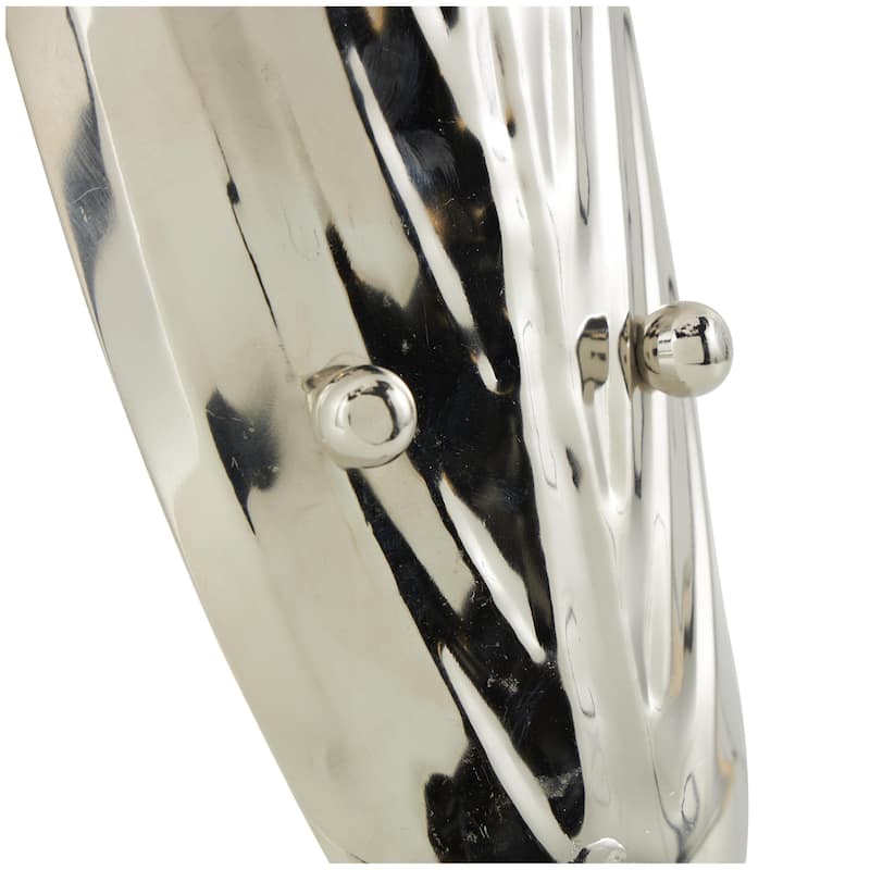 Stainless Steel Metal Leaf Wall Sconce with Hammered Design - Silver - Roche River Decor