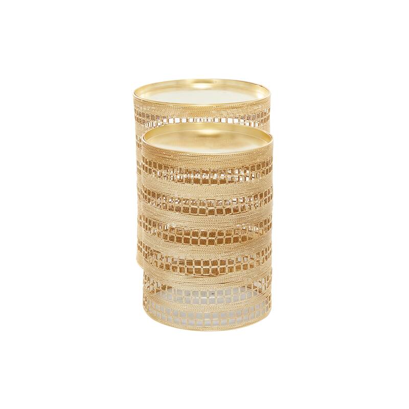 Metal Accent Table - Set of 2 Gold - Roche River Decor - 14"W x 14"L x 18"H
