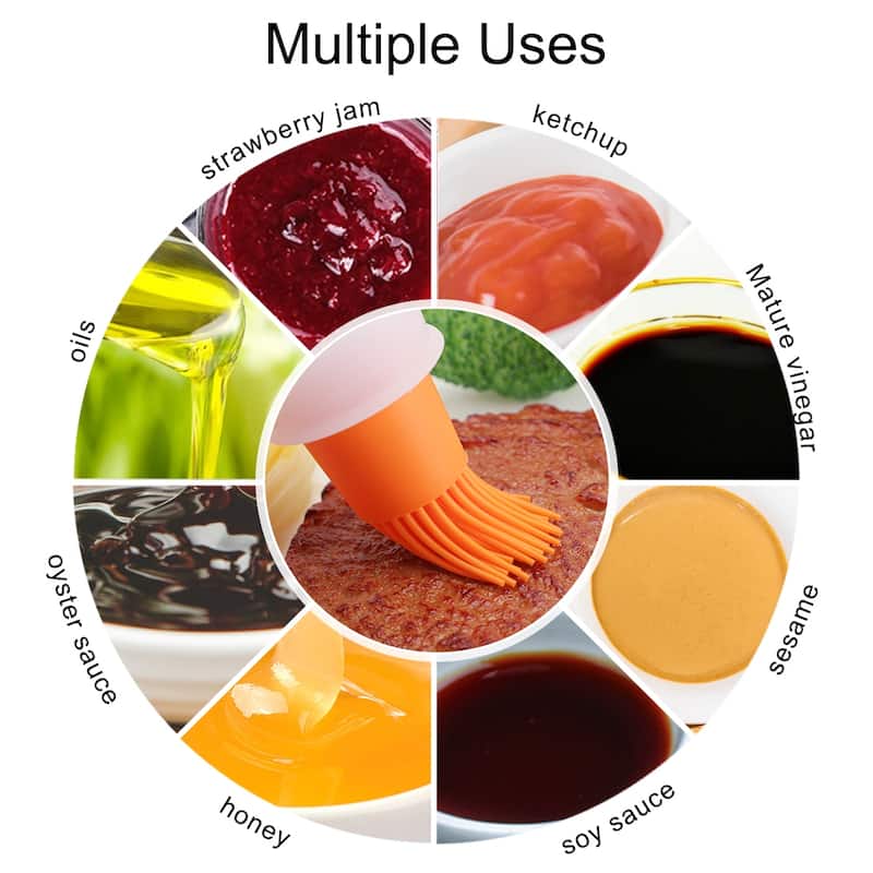 2 Pcs Household Flexible Oil Bottle Brush Heat Resistant Non-stick - Orange and Green - 2" x 4.5"(D*L)