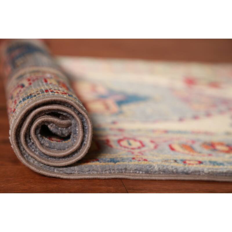 Traditional Kazak Oriental Rug Hand-Knotted Blue Wool Carpet - 2'0"x 3'0" - 2'0"x 3'0" - Blue