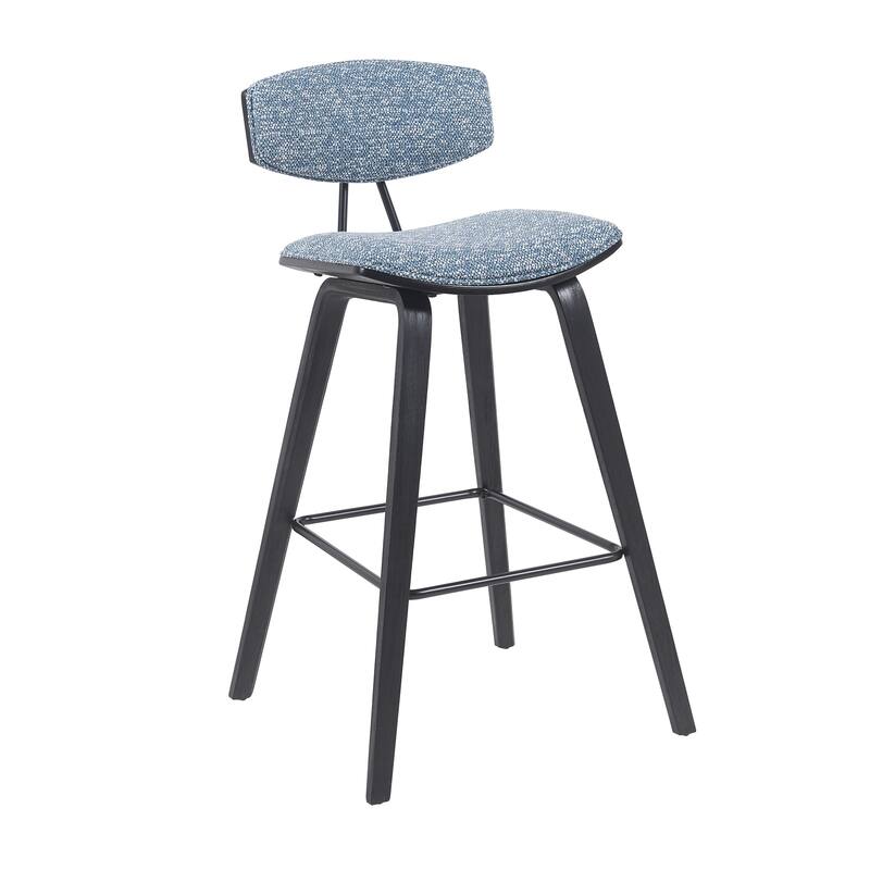 Fox Mid-Century Bar Stool, Upholstered Counter Height Chair with Bentwood Legs