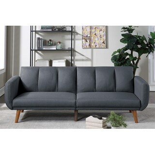 Modern Blue Grey Color Convertible Polyfiber Sofa with Wooden Legs ...