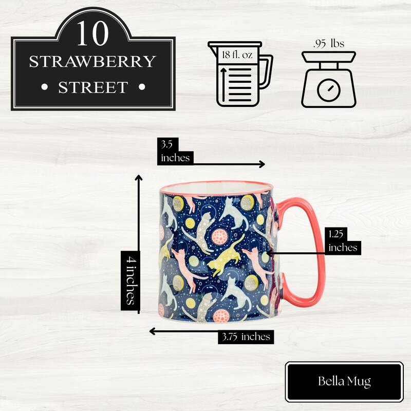 10 Strawberry Street Bella Animal Mugs, Set of 4