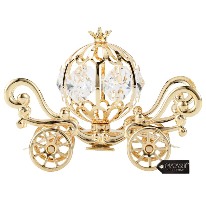 24k Goldplated Matashi Princess Pumpkin Coach Made with Genuine Matashi Crystals