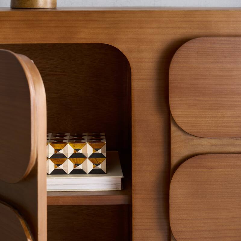 SAFAVIEH Couture Herald 3-Shelf Wood Sideboard - 62"W x 19"D x 30"H