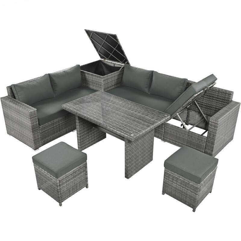 Outdoor 6-Piece All Weather PE Rattan Sofa Set