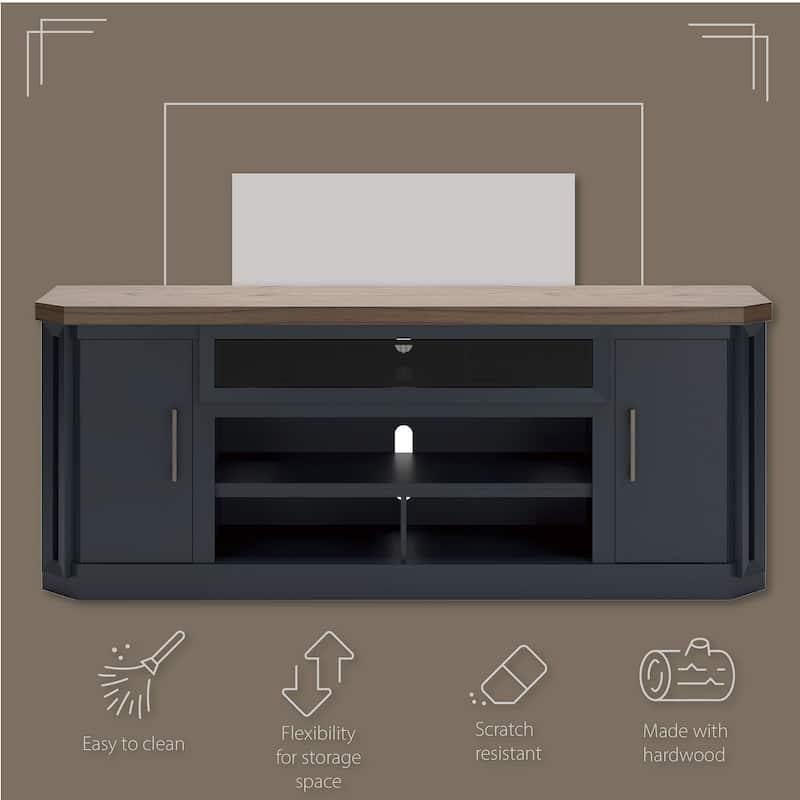 Signature Design by Ashley Brown and Blue Landocken 83" TV Stand - 83"W x 20"D x 33"H
