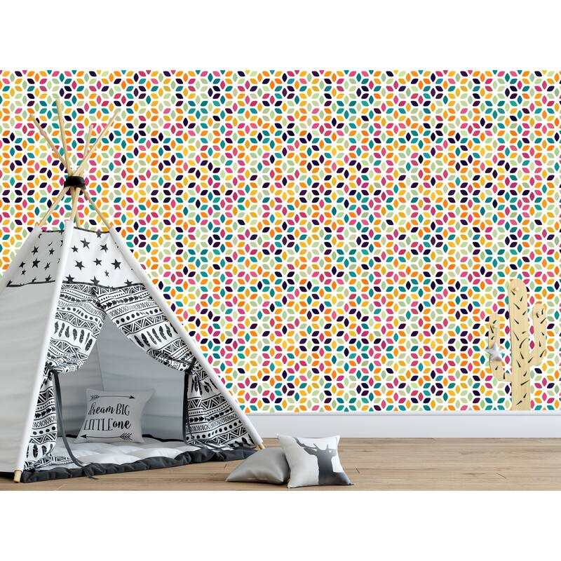 Geometric Leaves Remoavble Wallpaper - 10'ft H x 24''inch W