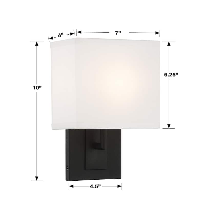 Brent 1 Light Black Forged Sconce - 7"W x 10"H x 4"D